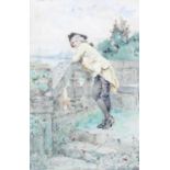 Henry John Yeend King (1855-1924) Young dandy at rest on a balustrade Signed watercolour, 29.5cm
