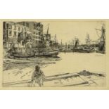 James Abbott McNeill Whistler RBA (1834-1903) "Black Lion Wharfe" (1889) Etching, 15.5cm by 23cm