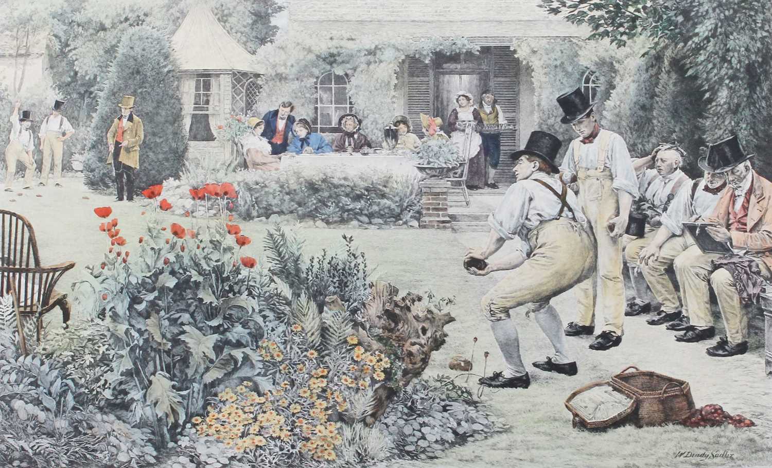 After Walder Dendy Sadler (1854-1923) A game of boules Signed, print, together with a small group of