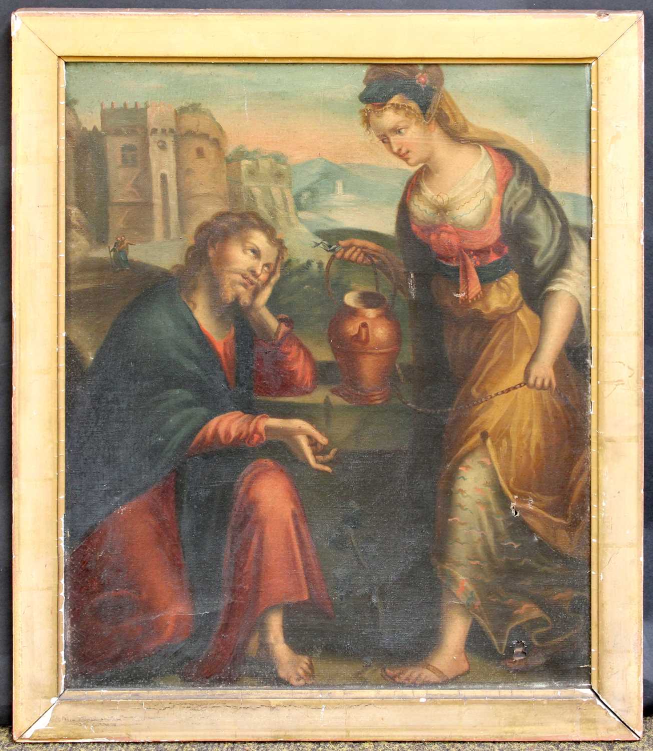 Follower of Lavinia Fontana (1552-1614) Italian Christ and the Samaritan Woman at the well Oil on - Image 2 of 2