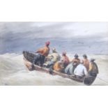 British School (19th Century) Fishermen in a row boat Initialled I.T? and dated 1861, watercolour,