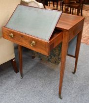 A Victorian Rosewood Ladies Metamorphic Writing/Work Table, moving on castors, 56cm by 46cm by 78cm