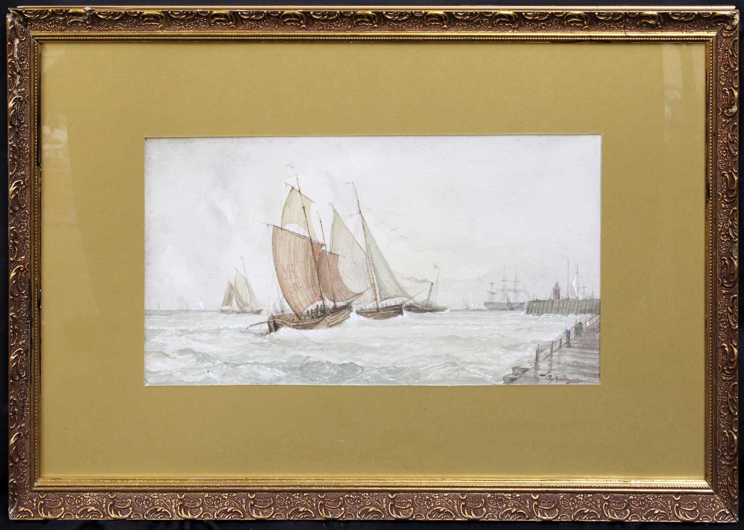 Attributed to Thomas Bush Hardy (1842-1897) Seascape Signed and dated 18?6, watercolour heightened - Image 2 of 2