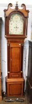 An Oak and Mahogany Eight Day Longcase Clock, 13" arch painted dial, later case, 250cm high With