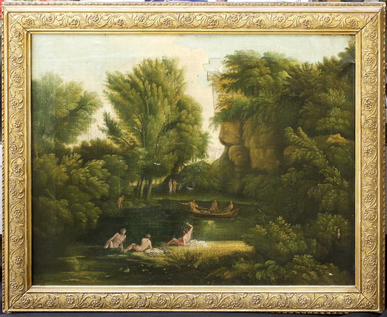 Continental School (18th Century) Nudes bathing in Arcadian landscape Indisinctly signed and dated - Image 2 of 2