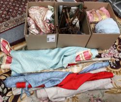 Assorted Fabrics, Glazed Cotton Curtains, Sewing Accessories, comprising a wool winder, cut