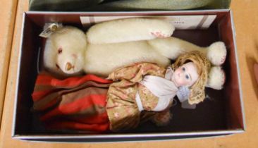 Early 20th Century Bisque Head Doll, impressed '210', pierced ears, open blue eyes, original wig, (