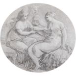 Manner of Angelica Kauffman (1741-1807) Swiss Seated female figure group, possibly an allegory of