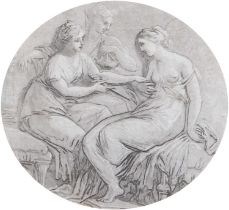 Manner of Angelica Kauffman (1741-1807) Swiss Seated female figure group, possibly an allegory of