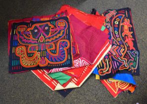 Collection of 20th Century Molas from San Blas Islands, Panama of various designs and colours, and a