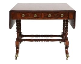 A George IV Mahogany Dropleaf Sofa Table, 2nd quarter 19th century, with two sham and two real