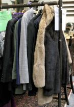 Assorted Ladies Costume comprising a dark brown Saga Mink jacket, and a lighter coloured fur jacket,