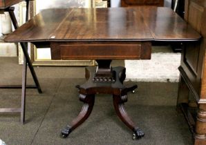 A Regency Mahogany Centre Pedestal Pembroke Table, 109cm (open) by 102cm by 73cm