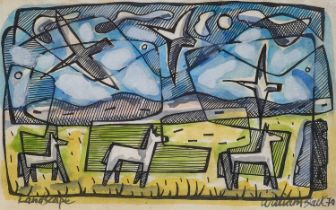 William Black (20th Century) "Landscape" Signed, inscribed and dated (19)70, ink and wash,