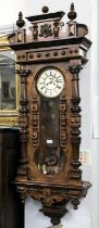 A Vienna Type Striking Wall Clock , Circa 1890, double weight driven movement, striking on a gong,