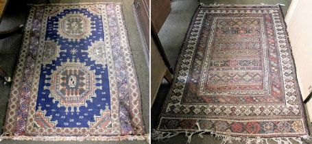 An Afshar Flat Weave, the field of wide and narrow bands containing polychrome geometric motifs