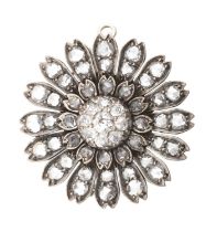 A Diamond Brooch/Pendant realistically modelled as a floral cluster, set throughout with old cut and