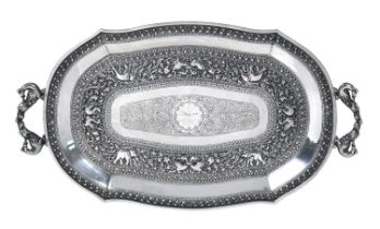 A Sri Lankan Silver Tray, Maker's Mark SS, With Lion Rampant Standard Mark, Second Half 20th Centur