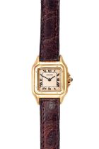 Cartier: A Lady's 18 Carat Gold Wristwatch, signed Cartier, model: Panthere, circa 1995, quartz