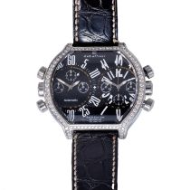 DeLaCour: A Stainless Steel Diamond Set Limited Edition Automatic Calendar Double Time Zone