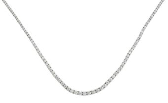 An 18 Carat White Gold Diamond Rivière Necklace the graduated round brilliant cut diamonds in claw