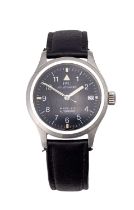 IWC: A Stainless Steel Automatic Calendar Centre Seconds Wristwatch, signed International Watch