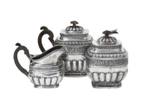 An Associated Three-Piece Russian Silver Tea-Service, The Teapot and Sugar-Bowl by Yakov Viberg, Mo