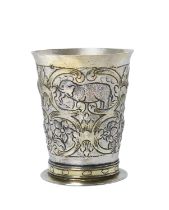 A Silesian or Polish Parcel-Gilt Silver Beaker, Probably by Siegmund Wolfgang Preuss, Ohlau/Oława,