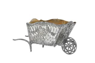 A German Silver Small Jardinière in the Form of a Wheelbarrow, Maker's Mark Apparently Lacking, Wit