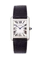 Cartier: A Stainless Steel Rectangular Wristwatch, signed Cartier, model: Tank Solo, ref: 3169,