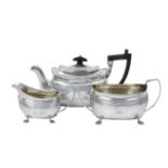 A Three-Piece George III Silver Tea-Service, The Teapot by James Turner, London, 1808, The Cream-Ju