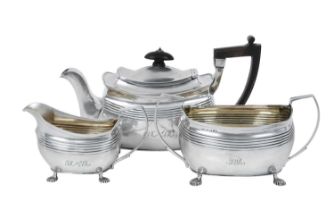 A Three-Piece George III Silver Tea-Service, The Teapot by James Turner, London, 1808, The Cream-Ju