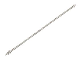 A Diamond Line Bracelet the fifty-one round brilliant cut diamonds in white claw settings, total