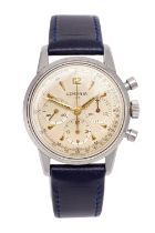 Lemania: A Stainless Steel Chronograph Wristwatch, signed Lemania, model: Chronograph 105, ref: