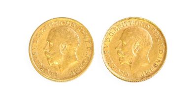 2x George V, Sovereigns 1912; Good Very Fine and Near Fine