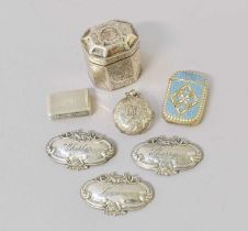 A Collection of Assorted Silver Boxes, comprising a Norwegian silver and cloisonne enamel box, by