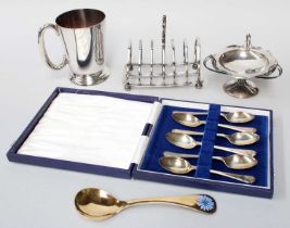 A Collection of Assorted Silver and Silver Plate, the silver including a Danish silver-gilt and