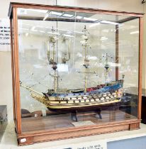 A Cased Galleon named ''Wasa'', Scratch Built, within a bespoke five glass table display cabinet,