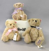 Modern Steiff Bears comprising blonde Royal Baby bear, cream Royal Baby bear, blonde Diana bear (3)