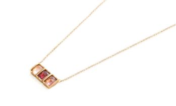 A 14 Carat Rose Gold Multi Gem-Set Pendant, by Brooke Gregson, length 42cm Due to the limitations of