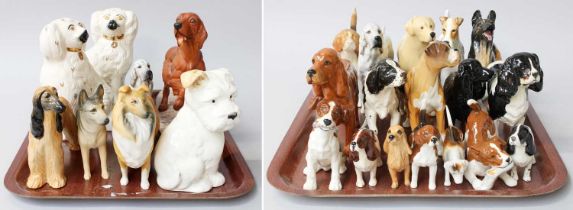 Beswick Dogs, including setters, beagles, terriers, and a pair of Royal Doulton seated spaniels etc.