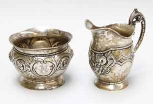 A Norweigan Silver Cream-Jug and Similar Sugar-Bowl, Maker's Mark C&S, 20th Century, each baluster