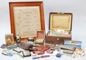 Various Collectables, including, pocket knives, sampler, harmonicas, etc