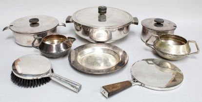 A Collection of Assorted Silver and Silver Plate, the silver including a hair-brush and differing
