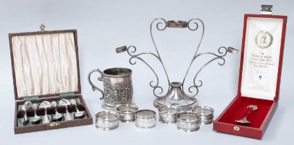 A Collection of Assorted Silver, including an epergne base, by Walker and Hall, Sheffield, 1910,