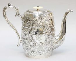 An Edward VII Silver Coffee-Pot, by John Henry Potter, Sheffield, 1902, tapering and chased