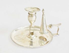 A George III Silver Chamber-Candlestick, by John Schofield, London, 1780, the base oval and with