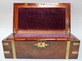 A Good 19th Century Mahogany and Brass-Bound Writing Slope, with three secret drawers to a secret