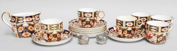 A Set of Six Royal Crown Derby Imari Porcelain Coffee Cans and Saucers, a matching milk jug,