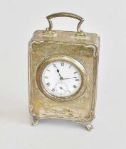 A George V Silver Timepiece, Maker's Mark Worn, Birmingham, 1920, oblong and on four tapering
